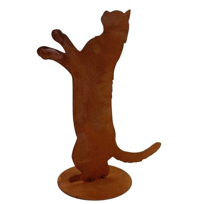 Patina poes "Feline" | op grondplaat | Metalen figuur voor huis- en tuindecoratie