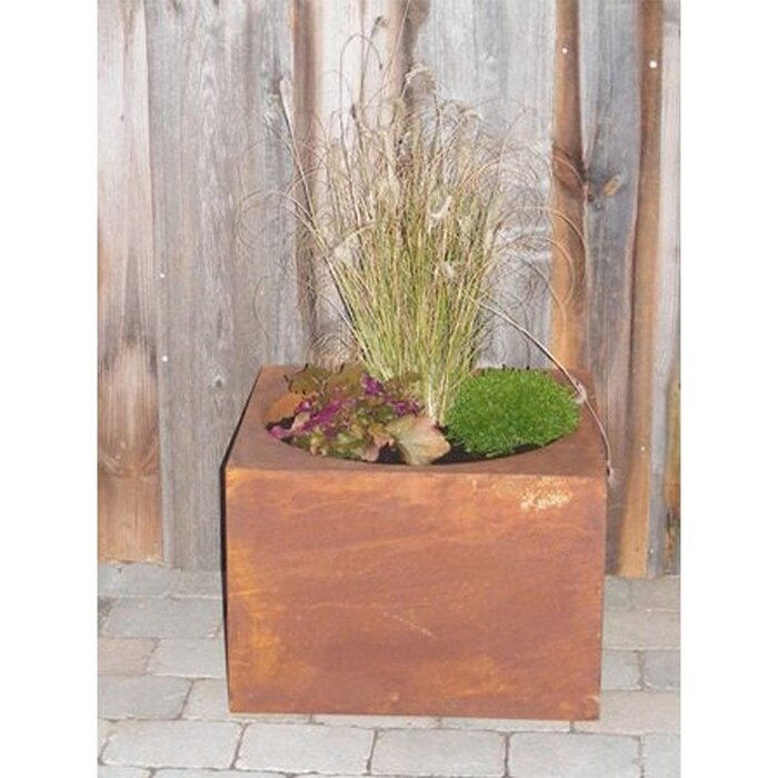 roest decoratiebak | Patina tuindecoratie bloempot | Vintage decoratieve bloemenzuil