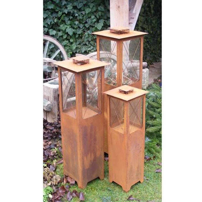 gepatineerde metalen lantaarn | Windlantaarn in verschillende maten