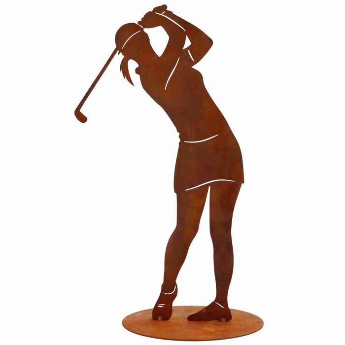 Vrouwelijke golfer beeldje, vrouwelijke golfer roest | 40 cm