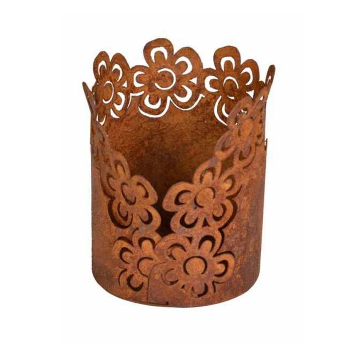 Lantaarn met bloem | Tafeldecoratie in roestlook