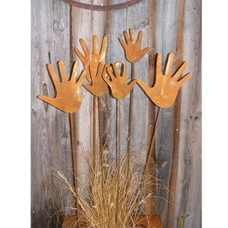 Set van 6 Funny Hands Tuinstokken | Patina tuindecoratie