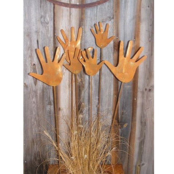 Set van 6 Funny Hands Tuinstokken | Patina tuindecoratie