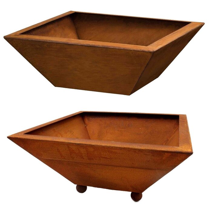 Roest decoratieve plantenbak | 40 x 40 cm diepte 15 cm| met en zonder ballen | Shabby chique tuindecoratie