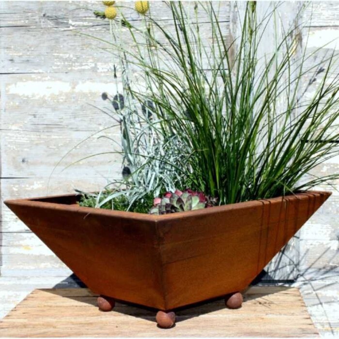 Roest decoratieve plantenbak | 40 x 40 cm diepte 15 cm| met en zonder ballen | Shabby chique tuindecoratie