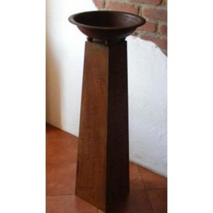 Roestige metalen sierzuil 1 m met diverse plantenbakken | Tuindecoratie vintage decoratie