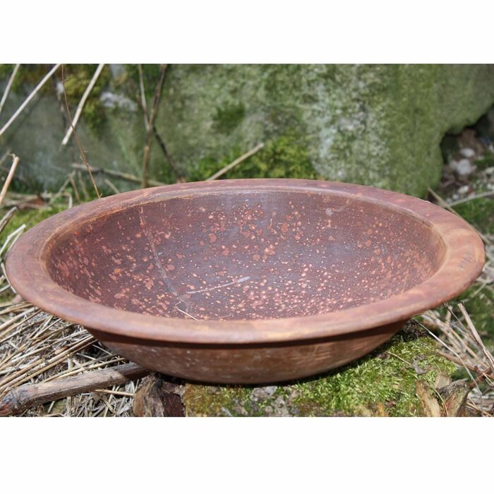 Decoratieve schaal roestig Ø 36 cm | Vintage decoratieve plantenschaal van metaal