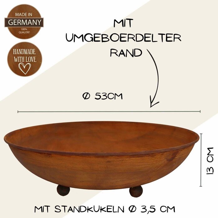 Roestmetalen schaal Ø 53 cm | Tuindecoratie vintage plantenbak | Bloem schaal