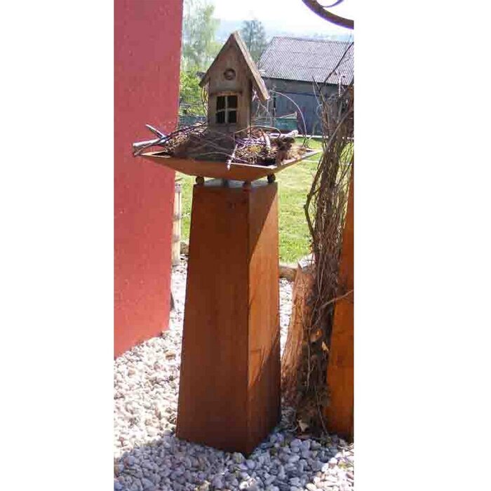 Plantenzuil 85 cm met diverse schalen | Tuindecoratie kolom vintage decoratie