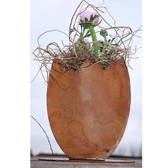 Paasei om te planten | Metalen decoratiefiguur voor Pasen en lente | Patina tuindecoratie