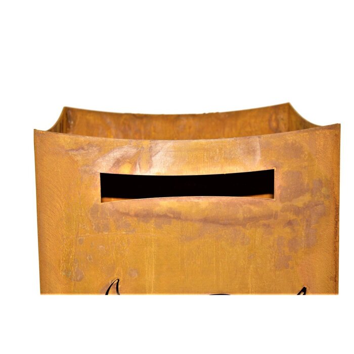 Vuurkolom | Vuurkorf met koeienkop voor tuin en terras | gemaakt van staal in roest - optiek