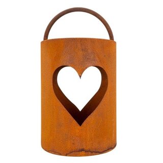 Tuindecoratie lantaarn met hartje | Metalen decoratie roest lantaarn