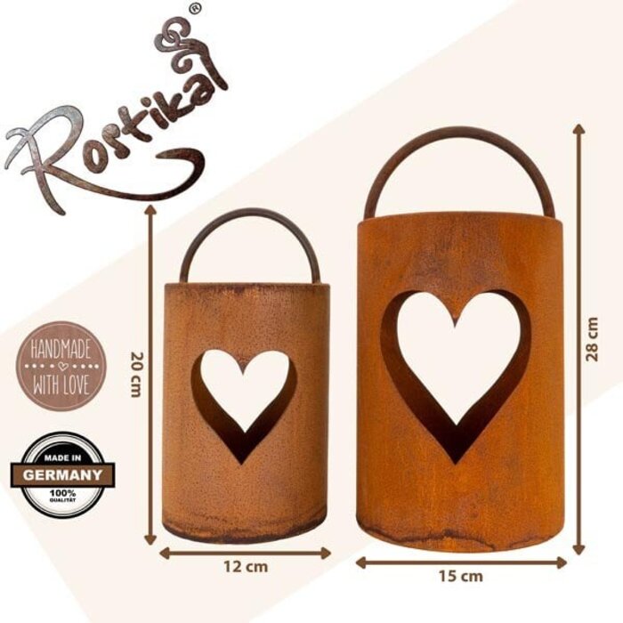 Tuindecoratie lantaarn met hartje | Metalen decoratie roest lantaarn