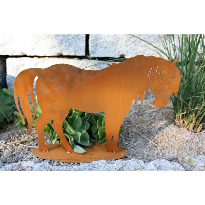 Metalen sierfiguur paard | Patina tuindecoratie vintage pony