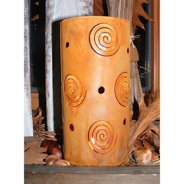 Roest deco lantaarn spiraal | 22cm x 10cm | Patina metalen decoratie lantaarn