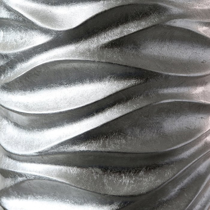 Poly/glasvezel plantenbak "Waves" zilver, D.37cm H.91cm