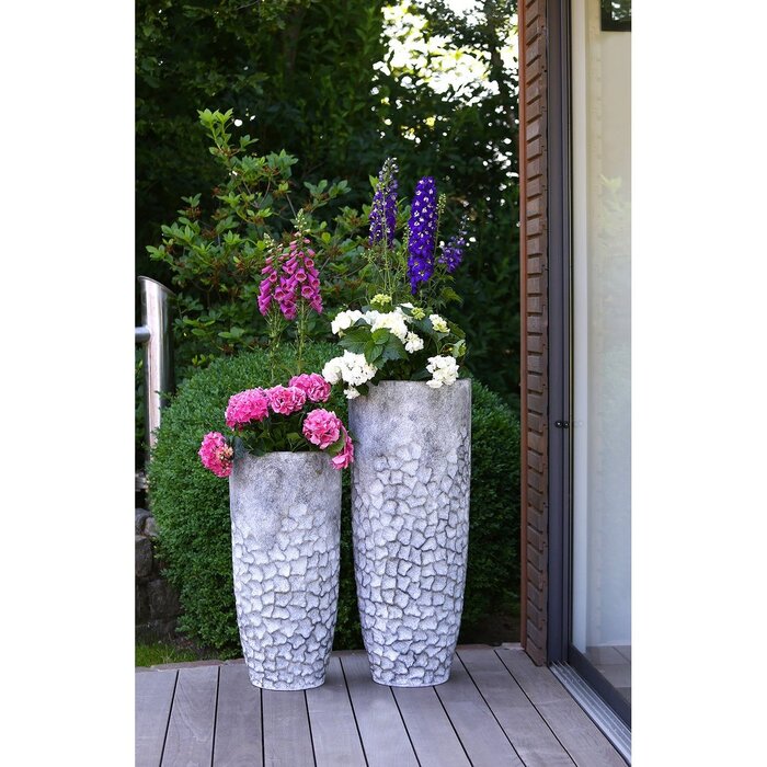 Magnesia plantenbak "Soma" grijs betonlook H.70cm