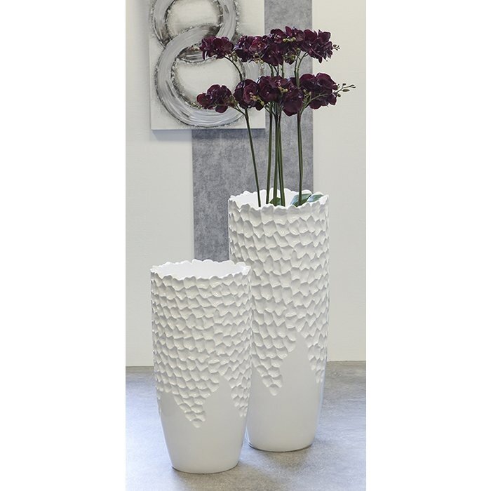 Poly/glasvezel plantenbak "Carve" wit H.90cm