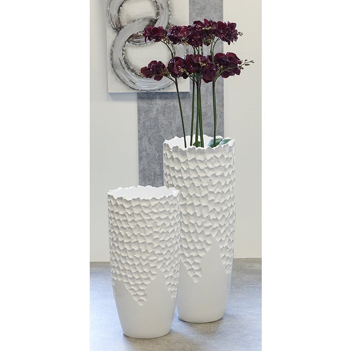 Poly/glasvezel plantenbak "Carve" wit H.70cm