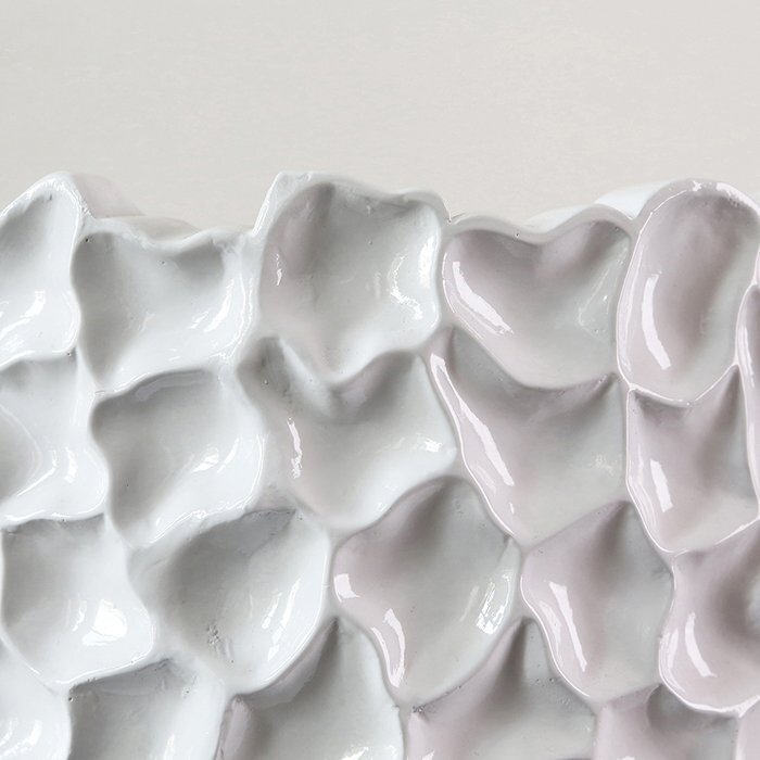 Poly/glasvezel plantenbak "Carve" wit H.90cm