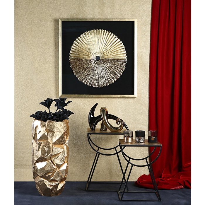 Poly/glasvezel plantenbak "Big Nugget" goud H.70cm