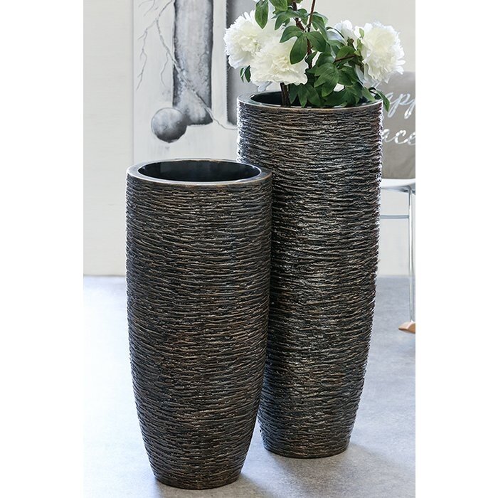 Poly/glasvezel plantenbak "Giant" antiek brons H.75cm