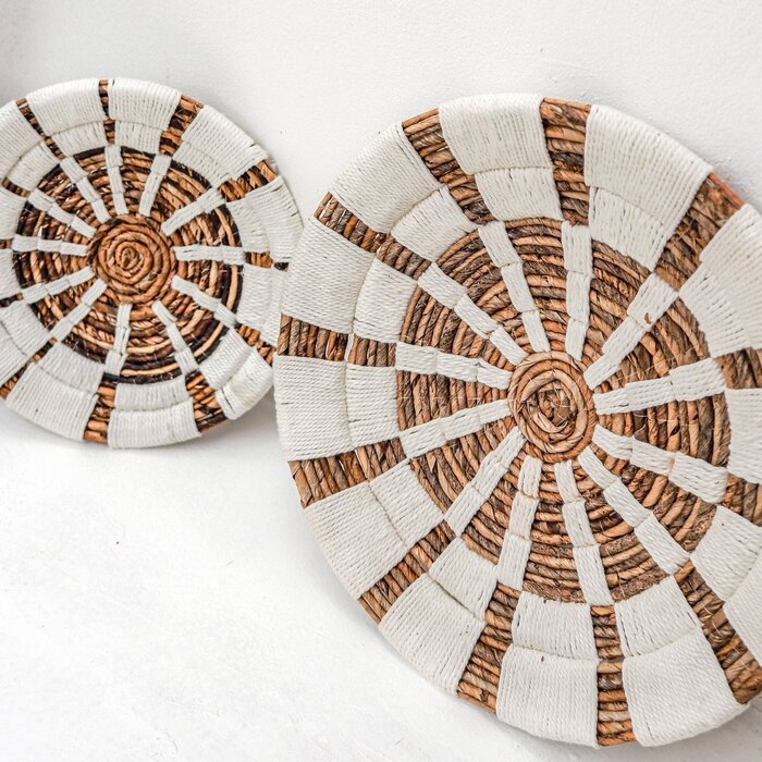 Wanddecoratie | Wandmand | Wandmand | Decoratieve schaal HUTAN van bananenvezel (2 maten)