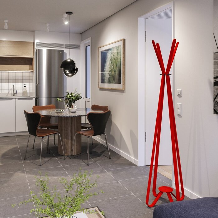 Gorillz Modi - Staande kapstok - Industrieel design - 8 haken - Rood