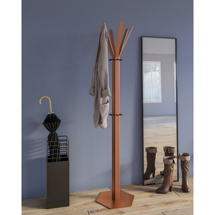 Gorillz Molto - Industrieel - Staande Kapstok - 14 Kapstokhaken - Koper Bruin