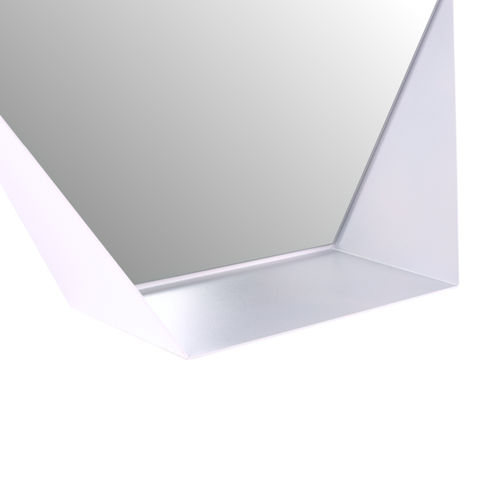 Gorillz Hive Wandspiegel met Plank - Hexagon Spiegel - 60 x 52 cm - Industrieel Wit