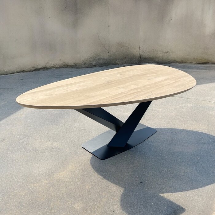 Wood & Work Eiken tafelblad kiezelvorm met facet