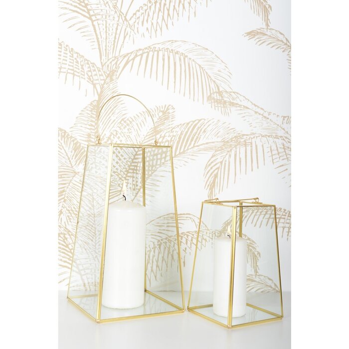 Lantaarn met gouden rand en handvat H20CM