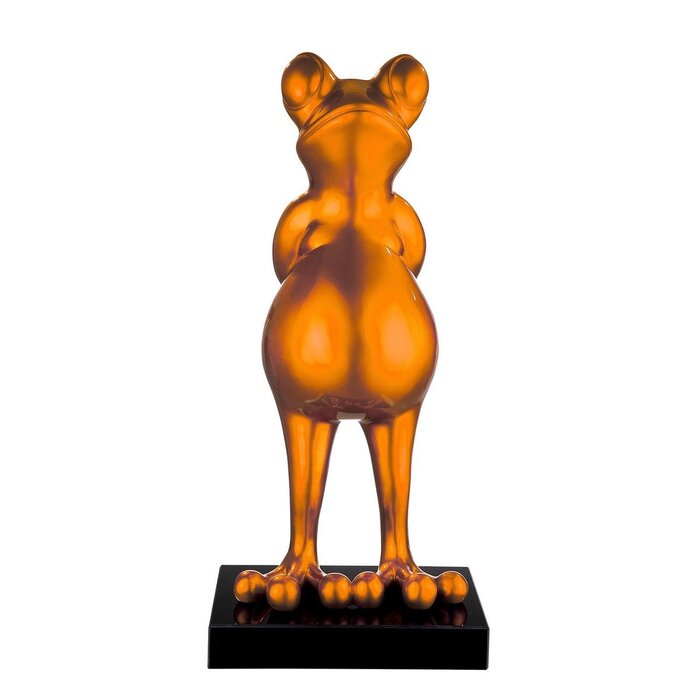 Polysculptuur kikker "Kikker" oranje metallic