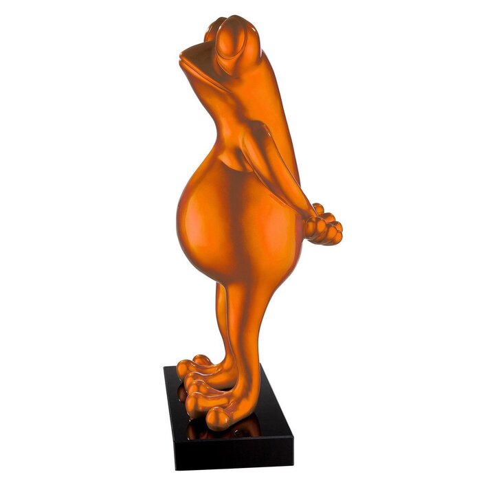 Polysculptuur kikker "Kikker" oranje metallic