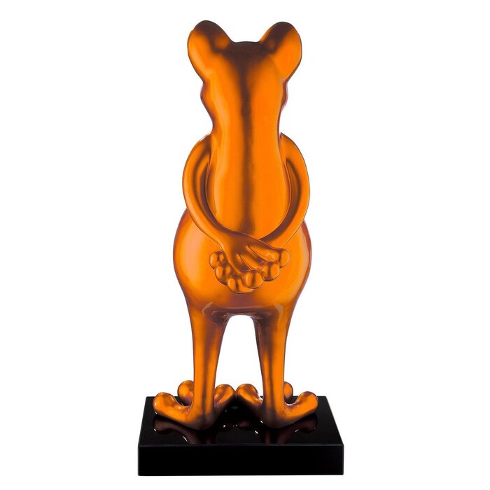 Polysculptuur kikker "Kikker" oranje metallic