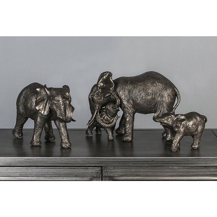 Poly olifant "Zambezi" met jong, grijs/goud