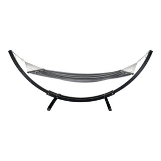 Tripoli Hangmat - Hangmat op houten standaard, lariks, polyester/katoen, zwart/grijs/wit