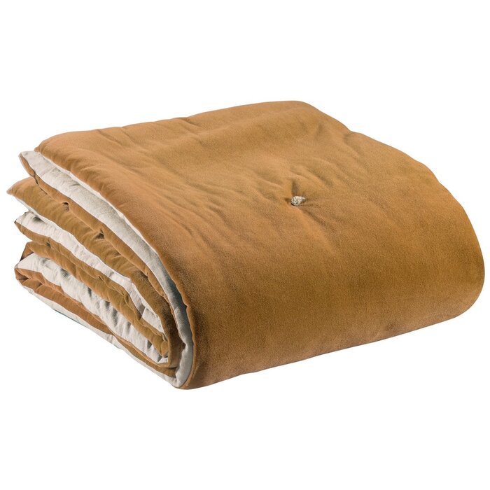 Elise okergele geknoopte stippendeken 140 x 200