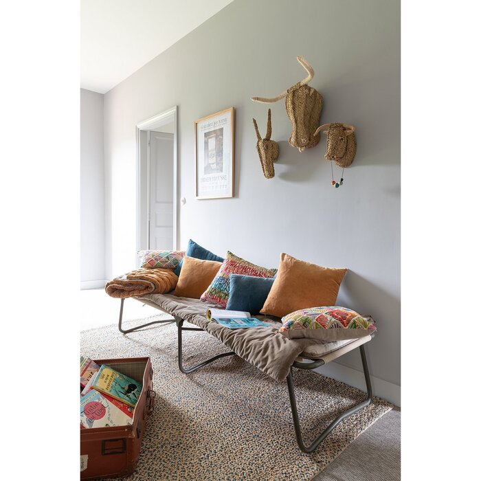 Elise okergele geknoopte stippendeken 140 x 200