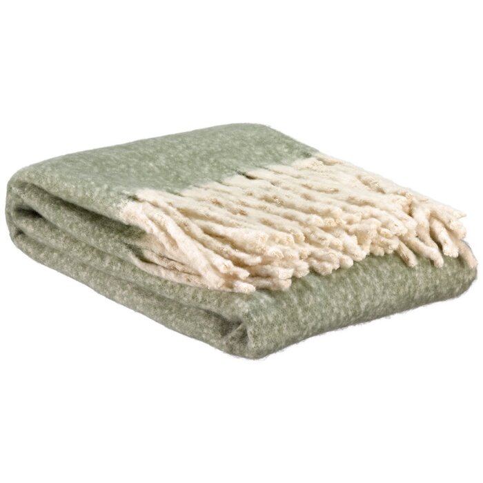 Effen gerecyclede deken Isabel Verdigris 130 x 160