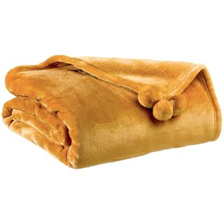 Plaid Tender pompons Oker 130 x 170