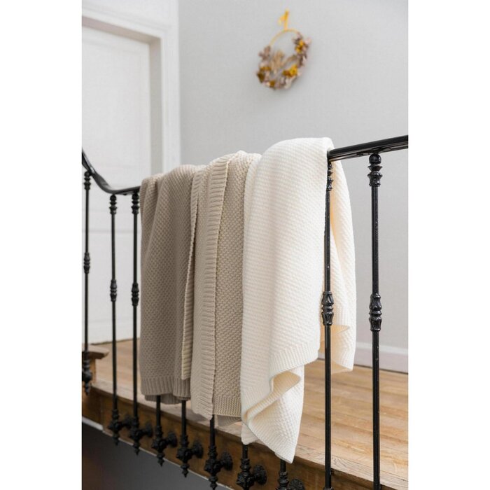 Gerecyclede gebreide deken Danilo Naturel 130 x 160