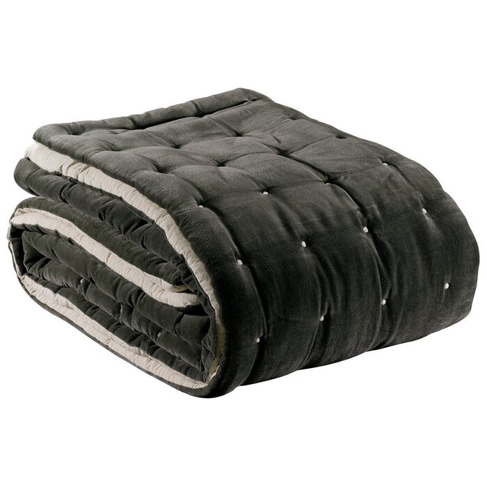 Effen plaid Elise Thunder gewatteerde afwerking 240 x 260