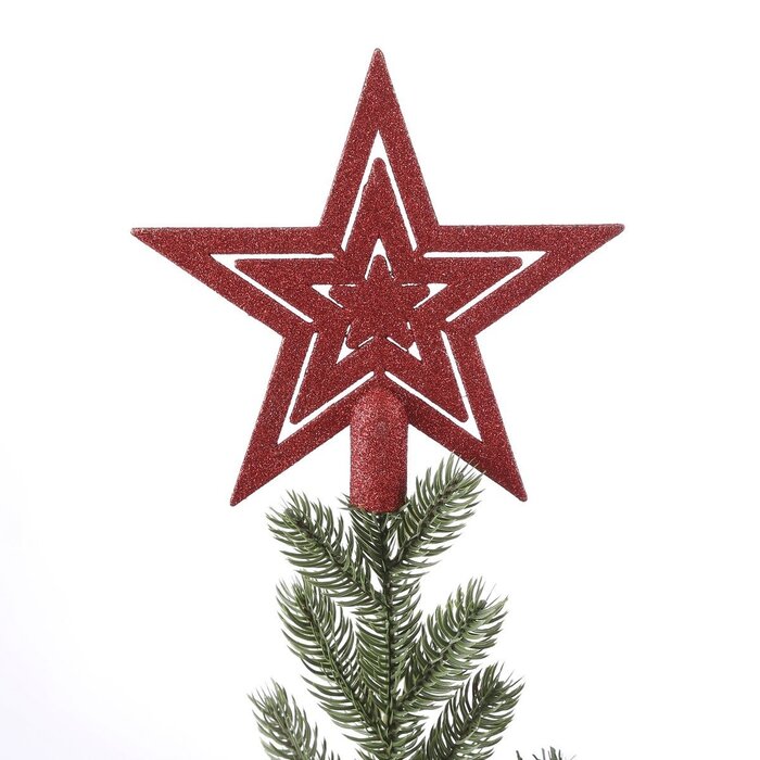 Plastic Kerstballen Set met Piek - 40 Stuks - Ø8 cm - Rood