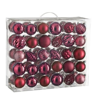 Kerstballen Set - 60 Stuks - Ø7 cm - Onbreekbaar - Fuchsia
