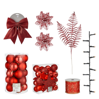 Kerstboom Decoratie Set - 100 Stuks - Rood