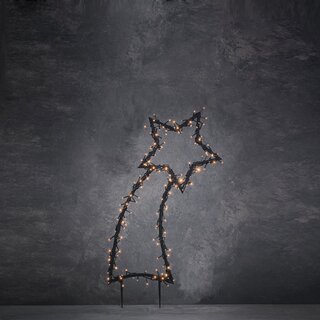 Garden d'Light Vallende Ster Tuinsteker met Warm Witte LED Verlichting - L35 x H77 cm - Zwart