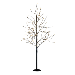 Boom met Klassiek Witte LED Verlichting - H150 x Ø80 cm - Metaal - Zwart