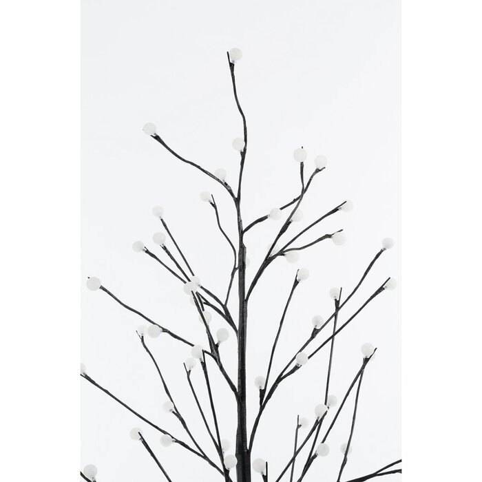 Boom met Klassiek Witte LED Verlichting - H150 x Ø80 cm - Metaal - Zwart