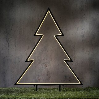Garden d'Light Kerstboom Tuinsteker met Warm Witte LED Verlichting - L90 x H100 cm - Metaal - Zwart